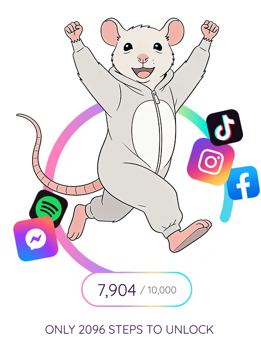 Rat Race step progress with social apps to unlock